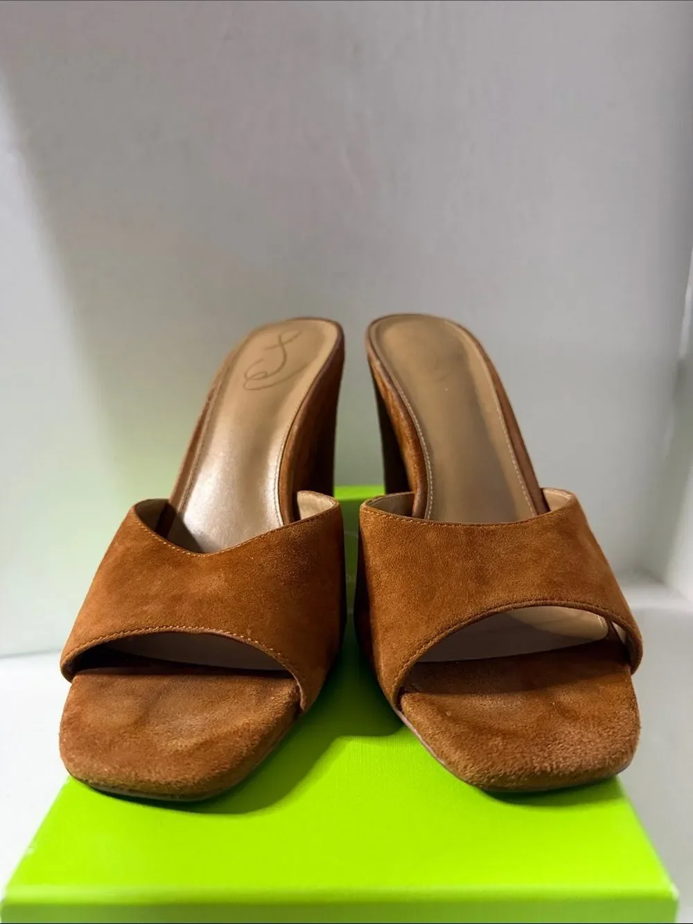 Sam Edelman Tan Suede Open-Toe Wedge Sandals